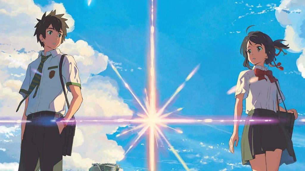 Imagem de divulgação relacionada a Makoto Shinkai marca 10 anos de Your Name. com arte conceitual de 2015