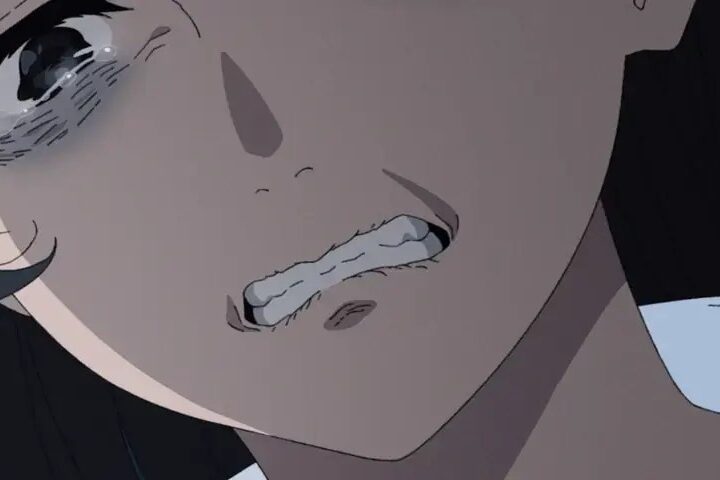 Nanahoshi aparece deitada, chorando, com o rosto contorcido pelo desespero.