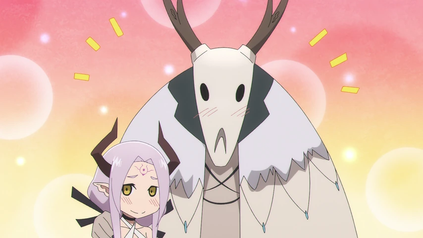 Ibuki aparece em versão estilizada ao lado de Monjumaru, que usa uma máscara com chifres.