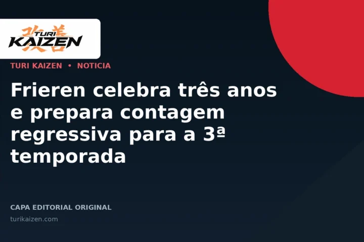 Capa editorial da Turi Kaizen para: Frieren celebra três anos e prepara contagem regressiva para a 3ª temporada