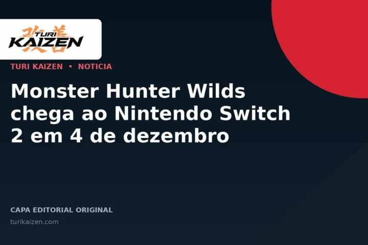 Capa editorial da Turi Kaizen para: Monster Hunter Wilds chega ao Nintendo Switch 2 em 4 de dezembro
