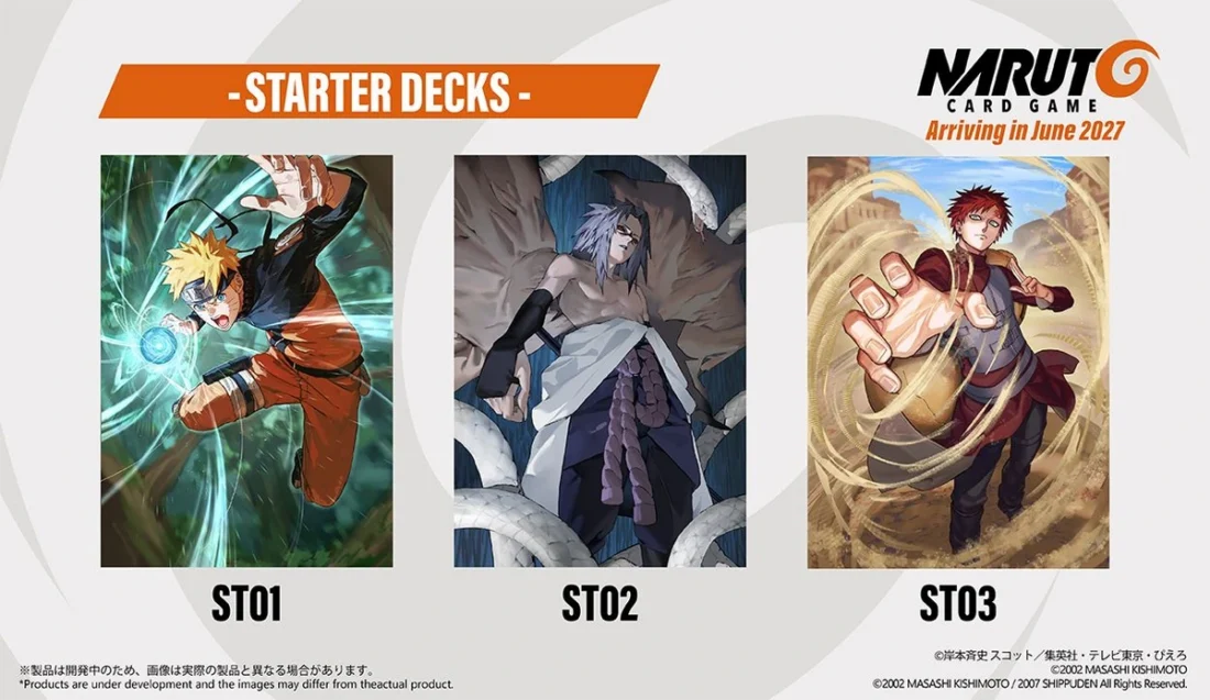 Decks iniciais de Naruto Card Game dedicados a Naruto, Sasuke e Gaara