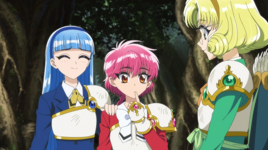 Hikaru, Umi e Fuu estão reunidas na floresta.