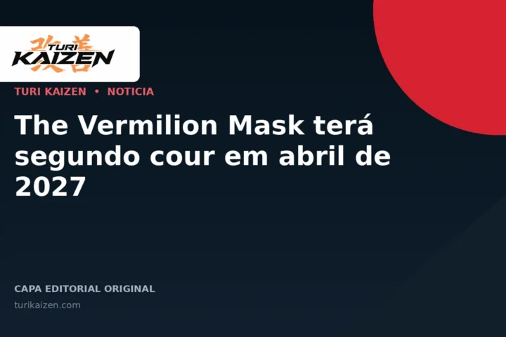 Capa editorial da Turi Kaizen para: The Vermilion Mask terá segundo cour em abril de 2027